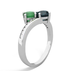 Emerald Channel Set Two Stone 14K White Gold ring R5303