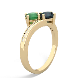 Emerald Channel Set Two Stone 14K Yellow Gold ring R5303