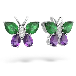 Emerald Butterfly 14K White Gold earrings E2215