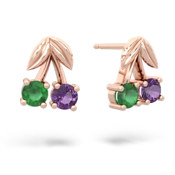 Emerald Sweet Cherries 14K Rose Gold earrings E7001