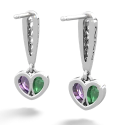 Emerald Filligree Heart 14K White Gold earrings E5070