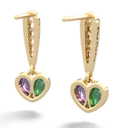 Emerald Filligree Heart 14K Yellow Gold earrings E5070