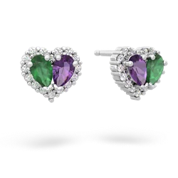 Emerald Halo 14K White Gold earrings E7008