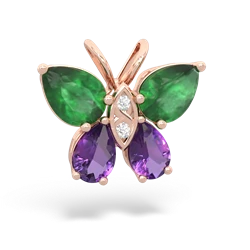 Emerald Butterfly 14K Rose Gold pendant P2215