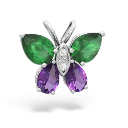 Emerald Butterfly 14K White Gold pendant P2215