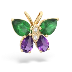 Emerald Butterfly 14K Yellow Gold pendant P2215