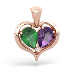 Emerald Two Become One 14K Rose Gold pendant P5330