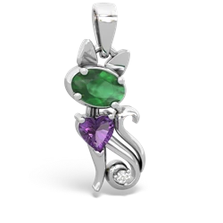 Emerald Kitten 14K White Gold pendant P5780