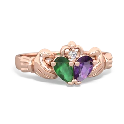 Emerald 'Our Heart' Claddagh 14K Rose Gold ring R2388