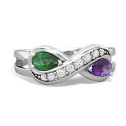 Emerald Diamond Infinity 14K White Gold ring R5390