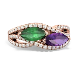 Emerald Diamond Rivers 14K Rose Gold ring R3070