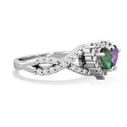 Emerald Diamond Twist 'One Heart' 14K White Gold ring R2640HRT