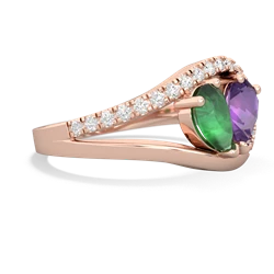 Emerald Nestled Heart Keepsake 14K Rose Gold ring R5650