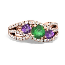 Emerald Three Stone Aurora 14K Rose Gold ring R3080