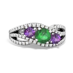 Emerald Three Stone Aurora 14K White Gold ring R3080