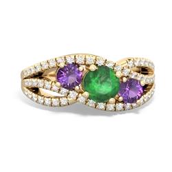 Emerald Three Stone Aurora 14K Yellow Gold ring R3080