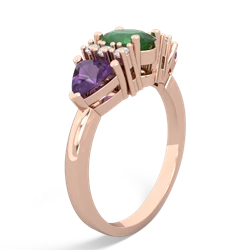 Emerald Antique Style Three Stone 14K Rose Gold ring R2186