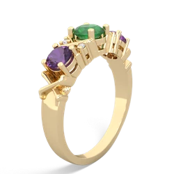 Emerald Hugs And Kisses 14K Yellow Gold ring R5016