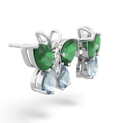 Emerald Butterfly 14K White Gold earrings E2215