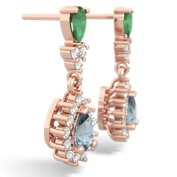 Emerald Halo Pear Dangle 14K Rose Gold earrings E1882