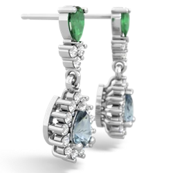 Emerald Halo Pear Dangle 14K White Gold earrings E1882