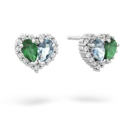 Emerald Halo 14K White Gold earrings E7008