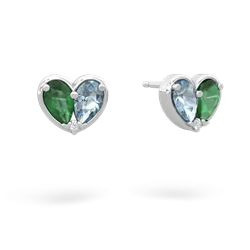 Emerald 'Our Heart' 14K White Gold earrings E5072