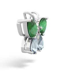 Emerald Butterfly 14K White Gold pendant P2215