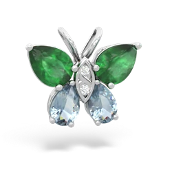 Emerald Butterfly 14K White Gold pendant P2215