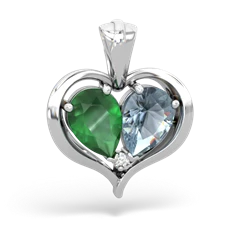 Emerald Two Become One 14K White Gold pendant P5330