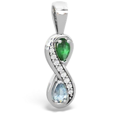 Emerald Diamond Infinity 14K White Gold pendant P5390