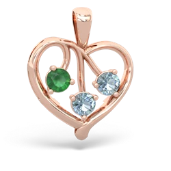 Emerald Glowing Heart 14K Rose Gold pendant P2233