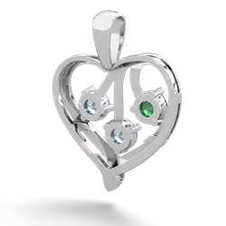 Emerald Glowing Heart 14K White Gold pendant P2233