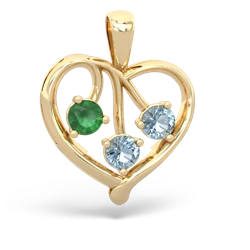 Emerald Glowing Heart 14K Yellow Gold pendant P2233