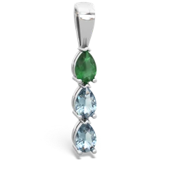 Emerald Dew Drops 14K White Gold pendant P2251