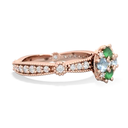 Emerald Sparkling Tiara Cluster 14K Rose Gold ring R26293RD