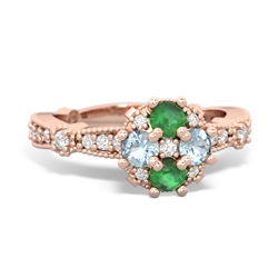 Emerald Sparkling Tiara Cluster 14K Rose Gold ring R26293RD