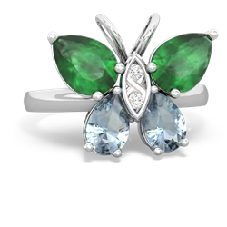 Emerald Butterfly 14K White Gold ring R2215