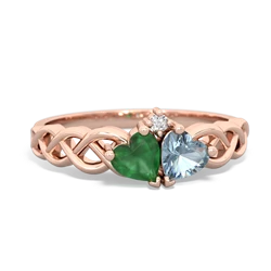 Emerald Heart To Heart Braid 14K Rose Gold ring R5870