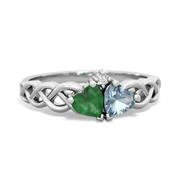 Emerald Heart To Heart Braid 14K White Gold ring R5870