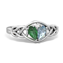 Emerald Celtic Love Knot 14K White Gold ring R5420