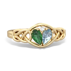 Emerald Celtic Love Knot 14K Yellow Gold ring R5420