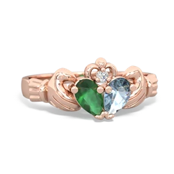 Emerald 'Our Heart' Claddagh 14K Rose Gold ring R2388