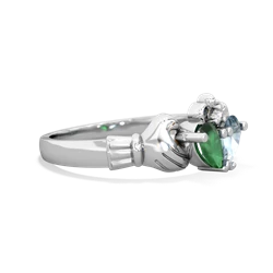 Emerald 'Our Heart' Claddagh 14K White Gold ring R2388