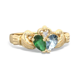 Emerald 'Our Heart' Claddagh 14K Yellow Gold ring R2388