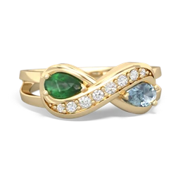 Emerald Diamond Infinity 14K Yellow Gold ring R5390