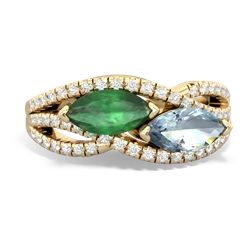 Emerald Diamond Rivers 14K Yellow Gold ring R3070