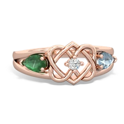 Emerald Hearts Intertwined 14K Rose Gold ring R5880