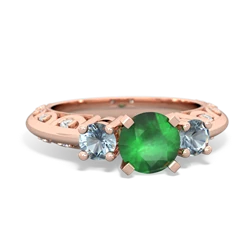 Emerald Art Deco Eternal Embrace Engagement 14K Rose Gold ring C2003