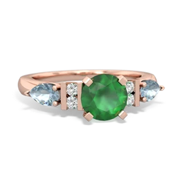 Emerald 6Mm Round Eternal Embrace Engagement 14K Rose Gold ring R2005